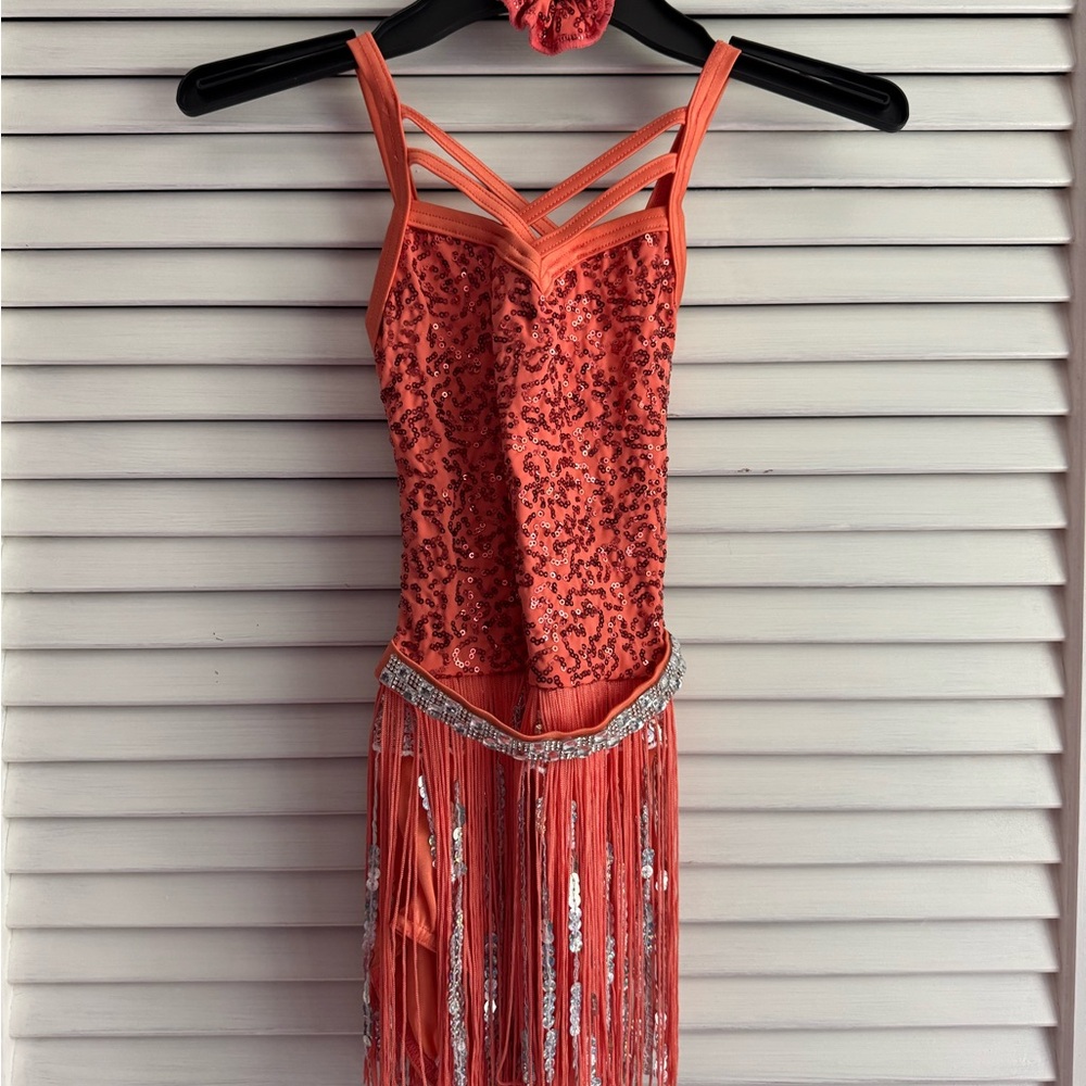 Weissman Vibrant Coral Sequin Dance Costume